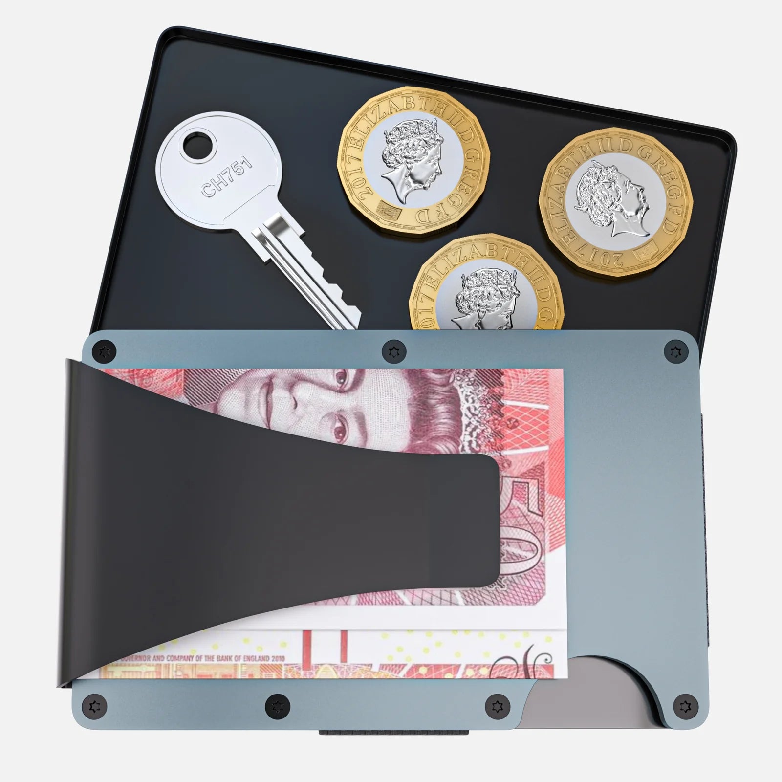 Sleek Aluminum Alloy Wallet: Secure Storage for Cards, Keys, and Coins